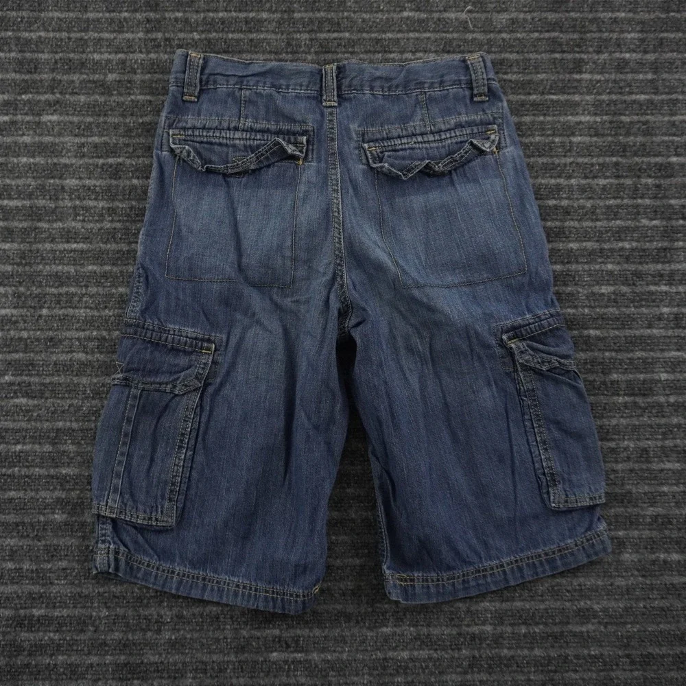 Old‎ Navy Cargo Shorts Boys 18 Blue Denim Medium Wash Adjustable Waist Utility